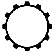 Illustration of a cog with a white middle and black outline